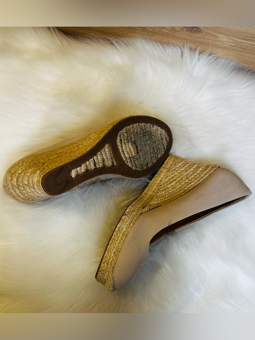 J. Crew Neutral Canvas Espadrille Wedge Pumps - Picture 7 of 7